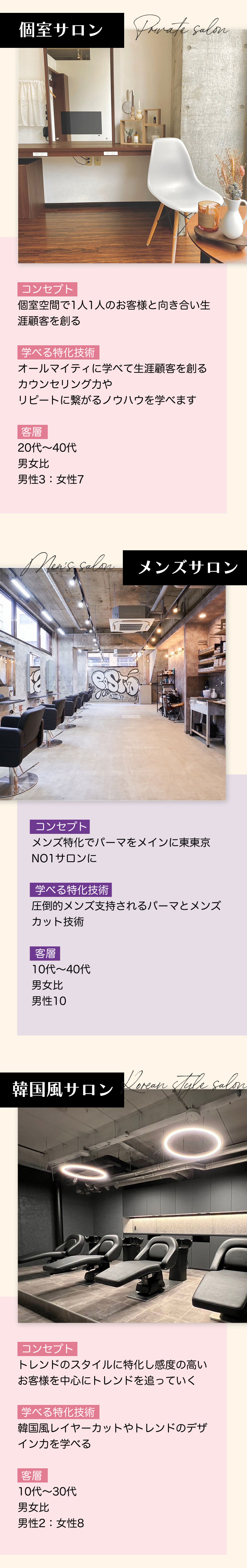 個室サロン・メンズサロン・韓国風サロン